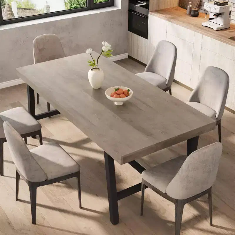 Industrial Dining Table for 6-8 People, 70.87" Long Wooden Kitchen Table with Sturdy Metal Frame & Rustic Brown Finish