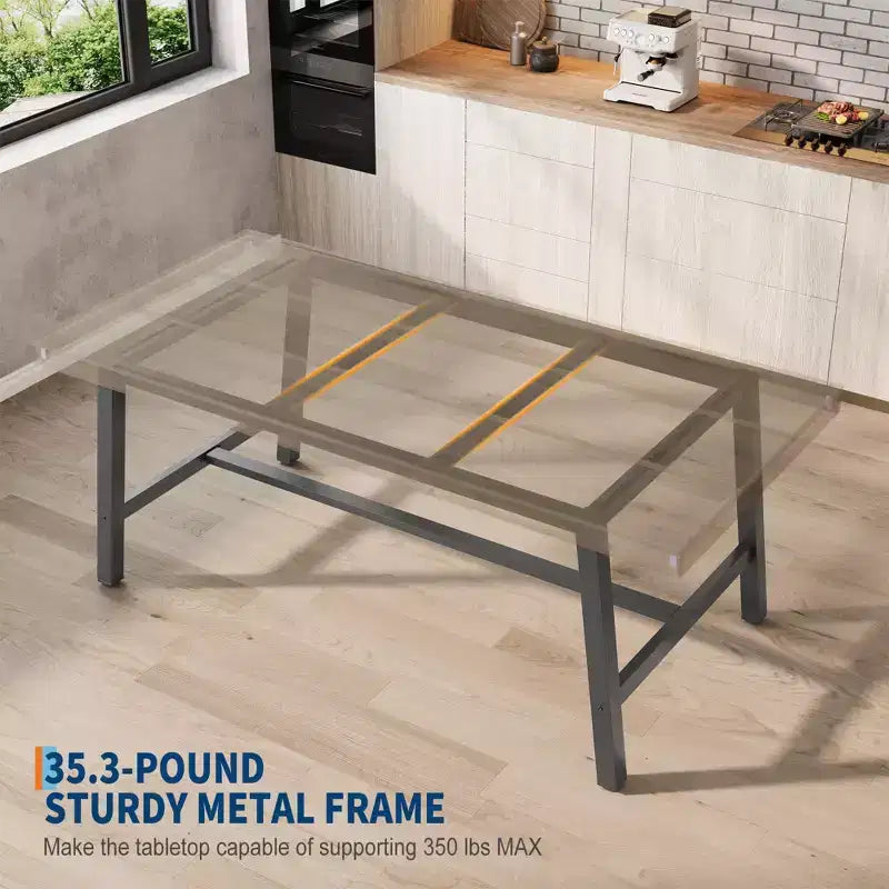 Industrial Dining Table for 6-8 People, 70.87" Long Wooden Kitchen Table with Sturdy Metal Frame & Rustic Brown Finish