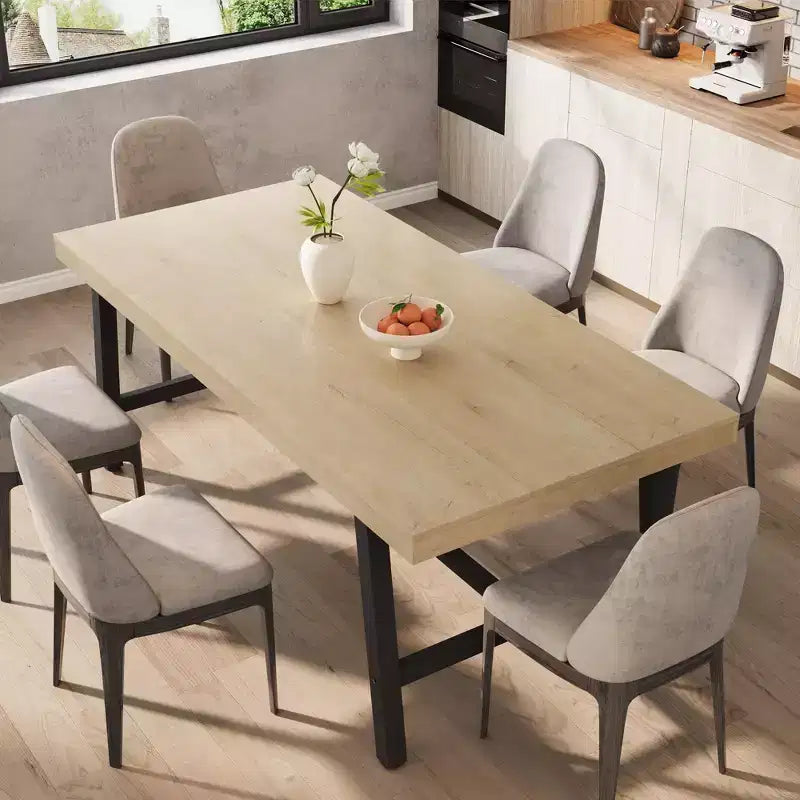 Industrial Dining Table for 6-8 People, 70.87" Long Wooden Kitchen Table with Sturdy Metal Frame & Rustic Brown Finish
