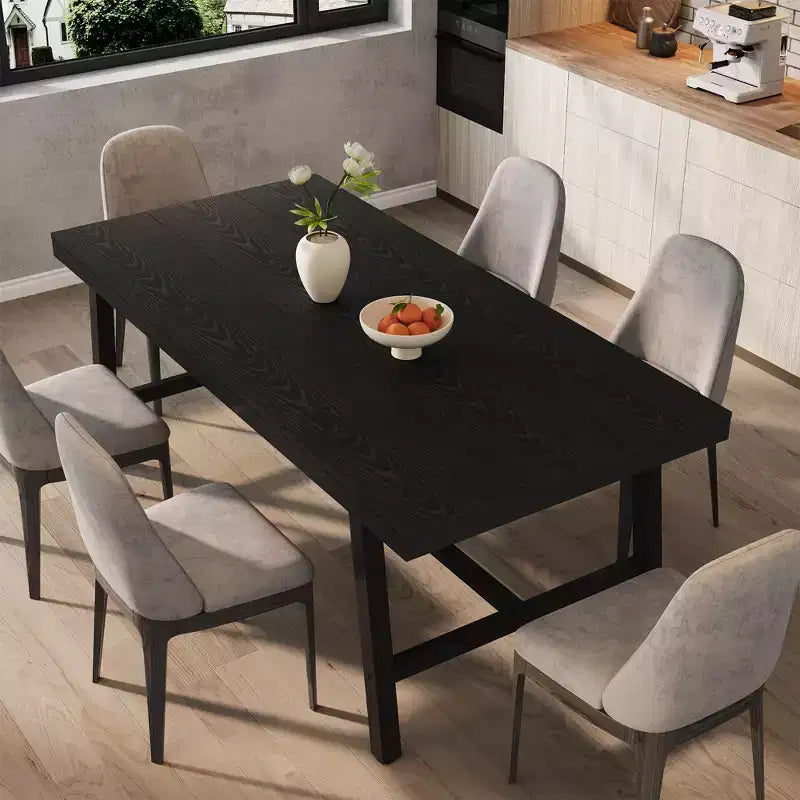Industrial Dining Table for 6-8 People, 70.87" Long Wooden Kitchen Table with Sturdy Metal Frame & Rustic Brown Finish