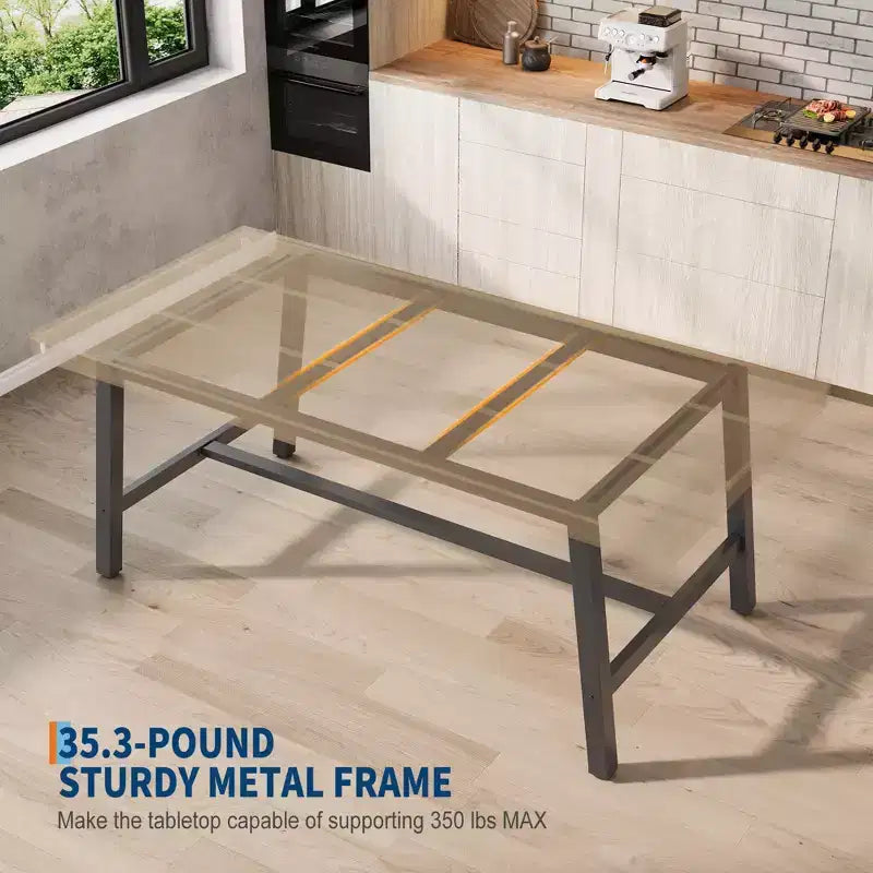Industrial Dining Table for 6-8 People, 70.87" Long Wooden Kitchen Table with Sturdy Metal Frame & Rustic Brown Finish