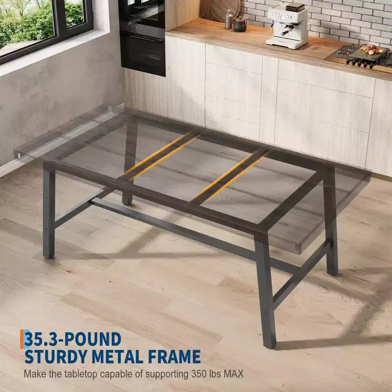 Industrial Dining Table for 6-8 People, 70.87" Long Wooden Kitchen Table with Sturdy Metal Frame & Rustic Brown Finish