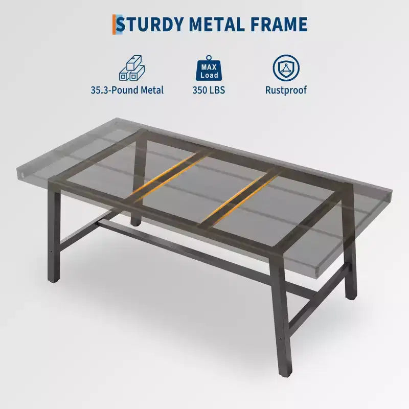 Industrial Dining Table for 6-8 People, 70.87" Long Wooden Kitchen Table with Sturdy Metal Frame & Rustic Brown Finish