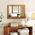 Miroir mural rectangulaire de ferme avec étagère, 27,5 x 20 pouces, en bois de teck naturel