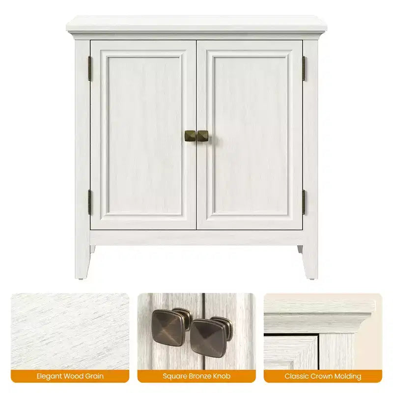 2-Door Buffet Cabinet with Storage, Bohemian Sideboard with Adjustable Shelves, Grayish-White