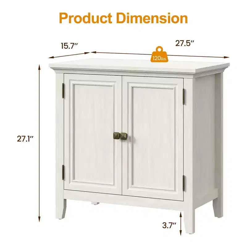2-Door Buffet Cabinet with Storage, Bohemian Sideboard with Adjustable Shelves, Grayish-White
