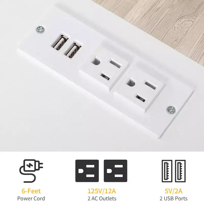 4-Drawer Nightstand with USB Ports & Outlet, White