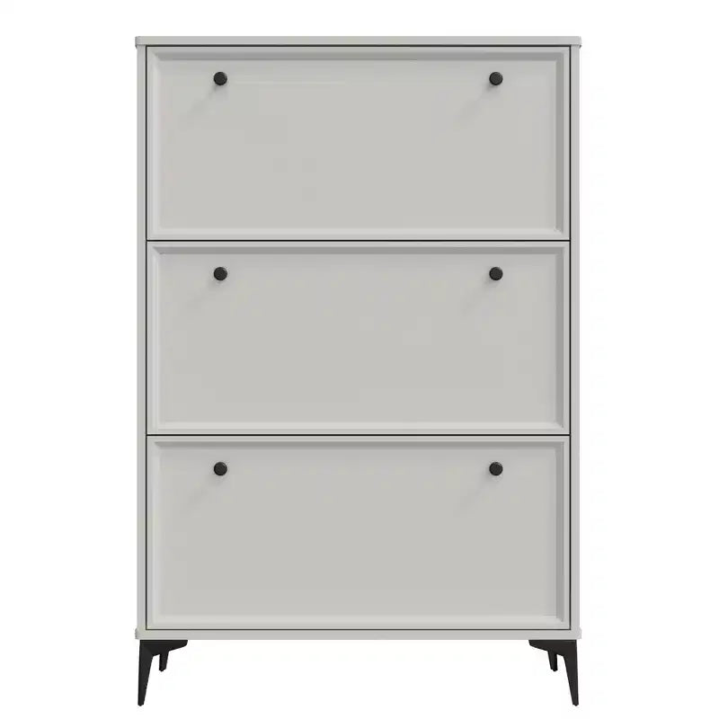Stylish Shoe Cabinet with 3 Flip Drawers and Independent Legs, Narrow Shoe Cabinet for Living Room, Hallway, Glossy White