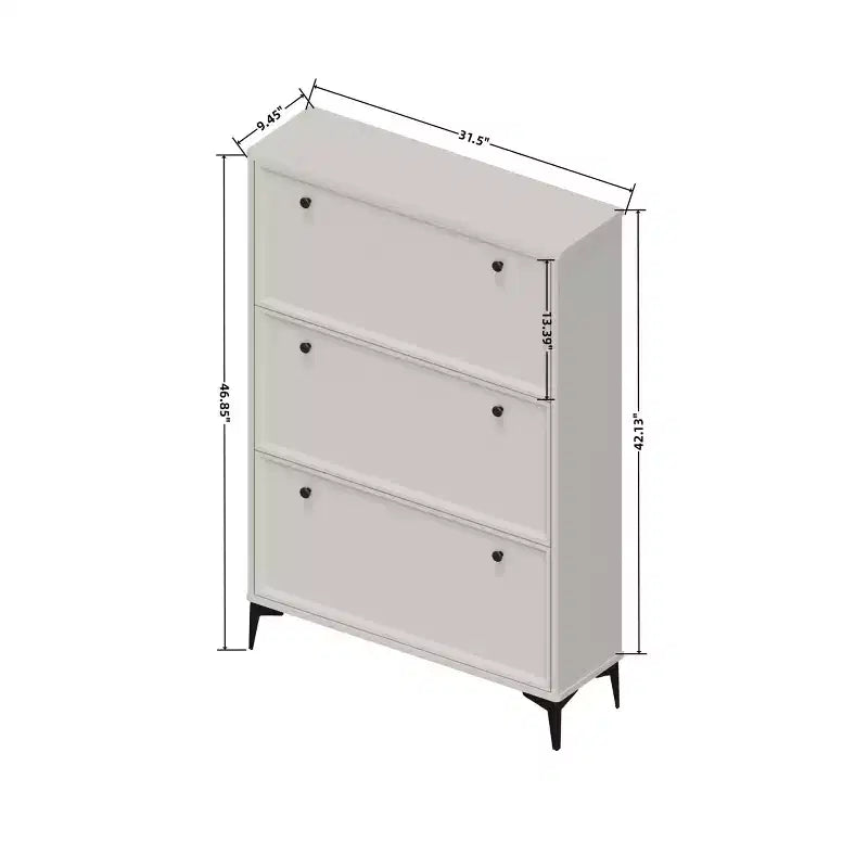 Stylish Shoe Cabinet with 3 Flip Drawers and Independent Legs, Narrow Shoe Cabinet for Living Room, Hallway, Glossy White