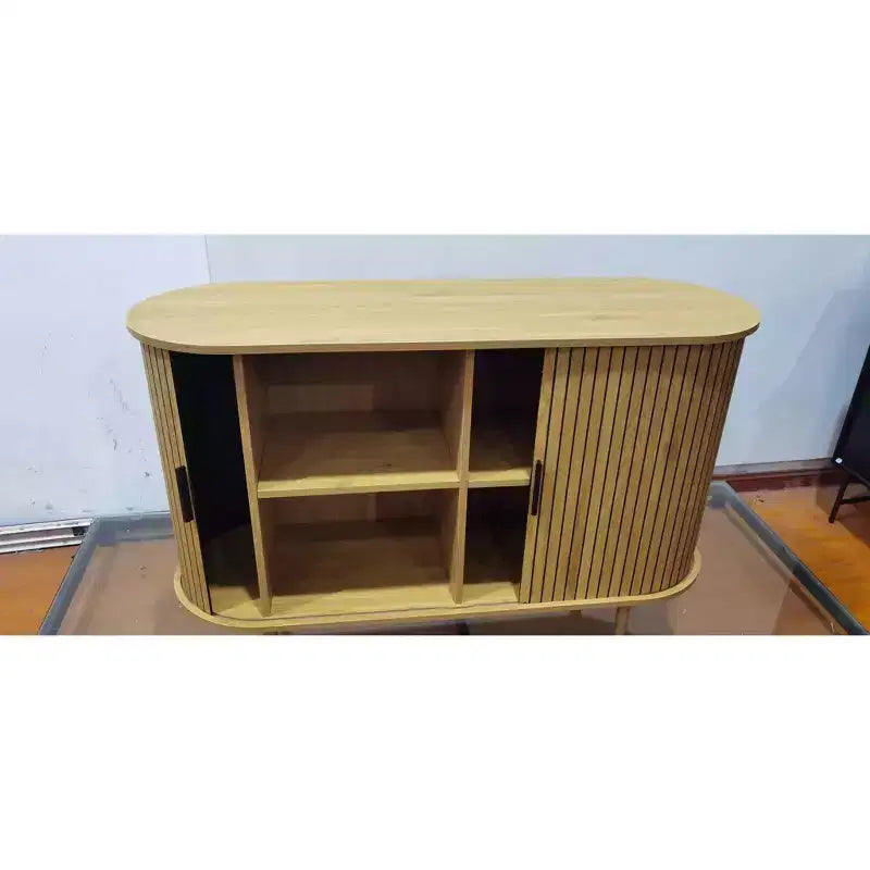 Modern Wood Fluted Sideboard Cabinet with Sliding Doors for Living Room, Kitchen