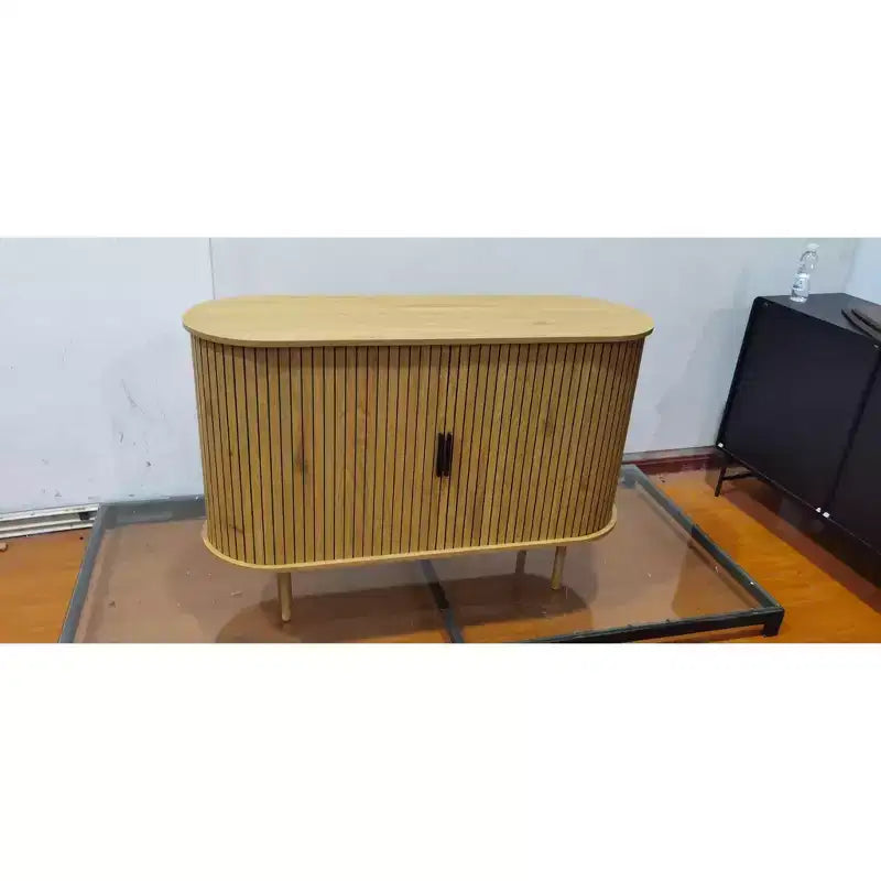 Modern Wood Fluted Sideboard Cabinet with Sliding Doors for Living Room, Kitchen