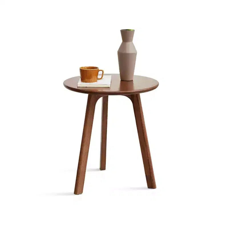Wooden Round Side Table with Three-Legged Structure and Non-Slip Pads, End Table for Living Room