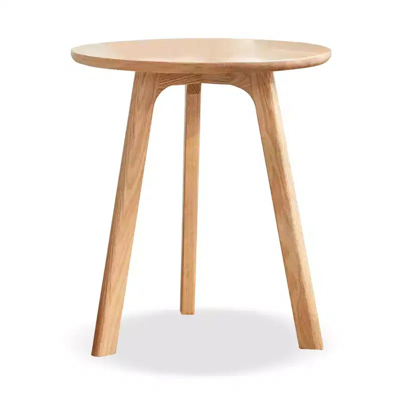 Wooden Round Side Table with Three-Legged Structure and Non-Slip Pads, End Table for Living Room