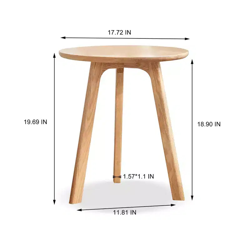 Wooden Round Side Table with Three-Legged Structure and Non-Slip Pads, End Table for Living Room