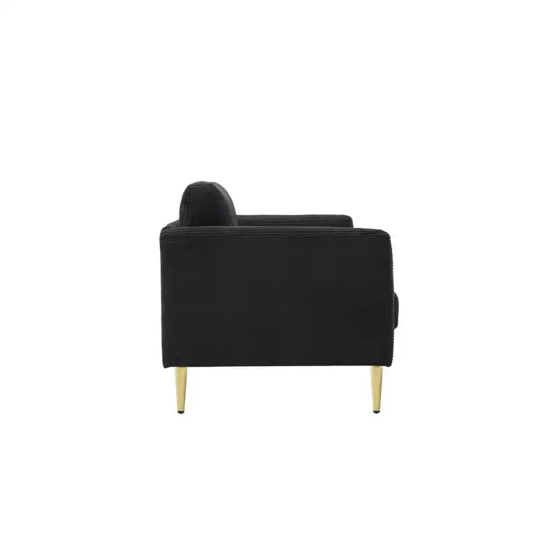 Modern Plush Upholstered Corduroy Loveseat with Solid Wood Frame, Compact Sofa for Living Room and Apartment