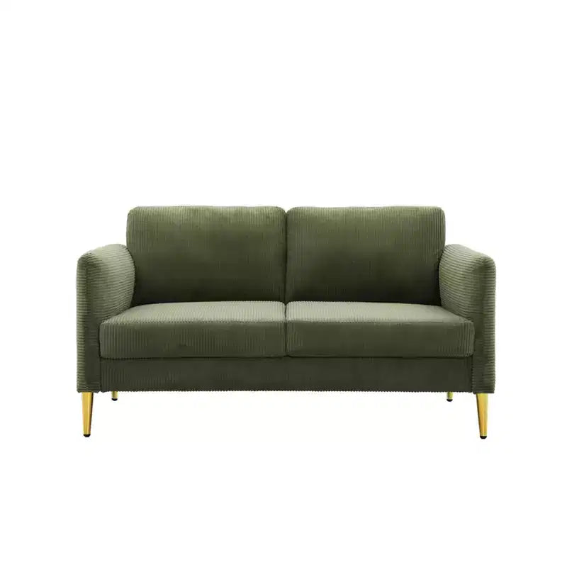Modern Plush Upholstered Corduroy Loveseat with Solid Wood Frame, Compact Sofa for Living Room and Apartment