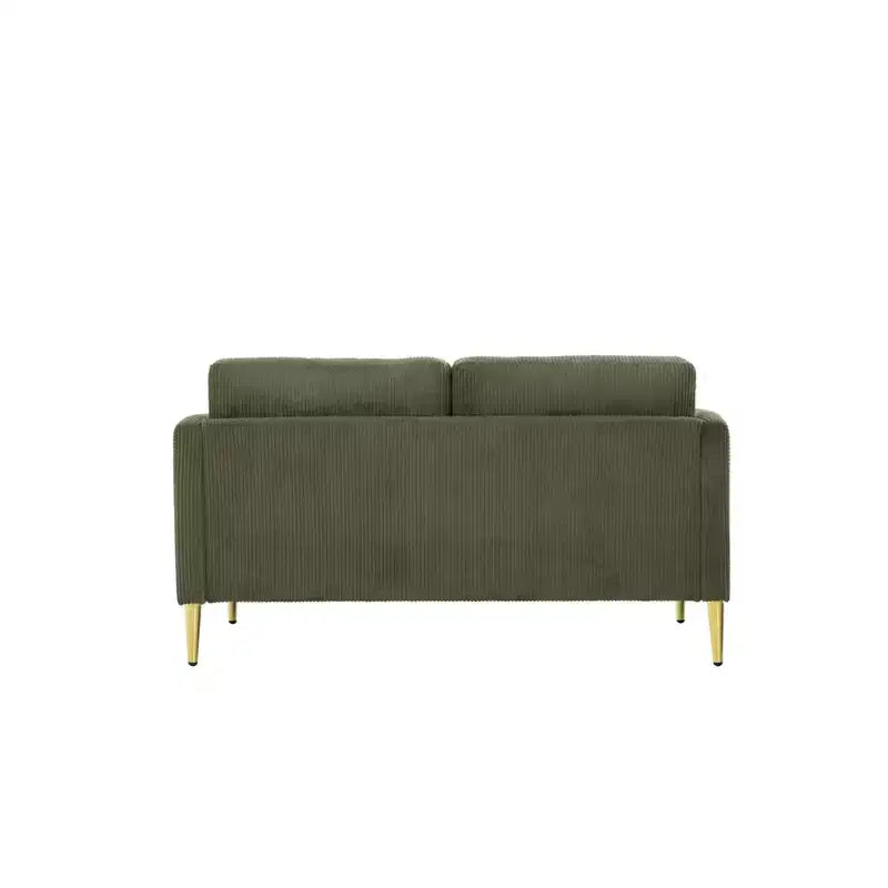 Modern Plush Upholstered Corduroy Loveseat with Solid Wood Frame, Compact Sofa for Living Room and Apartment