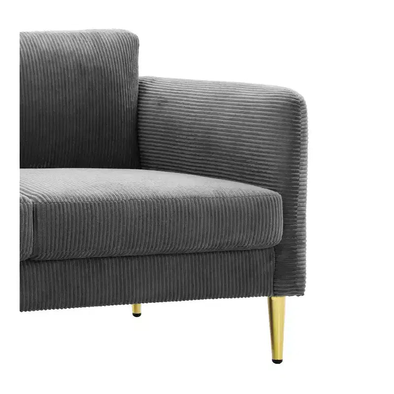 Modern Plush Upholstered Corduroy Loveseat with Solid Wood Frame, Compact Sofa for Living Room and Apartment