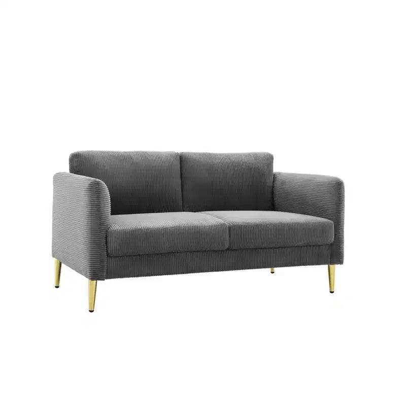 Modern Plush Upholstered Corduroy Loveseat with Solid Wood Frame, Compact Sofa for Living Room and Apartment