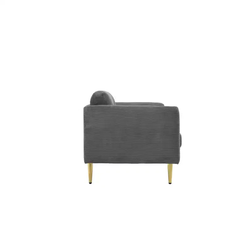 Modern Plush Upholstered Corduroy Loveseat with Solid Wood Frame, Compact Sofa for Living Room and Apartment