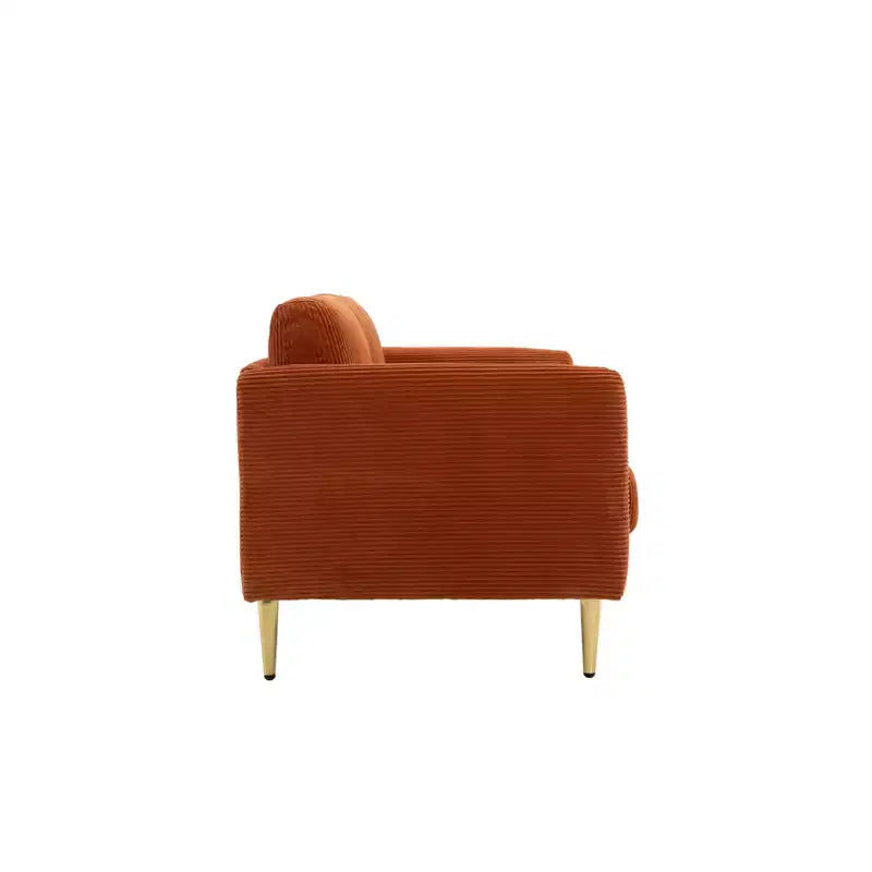 Modern Plush Upholstered Corduroy Loveseat with Solid Wood Frame, Compact Sofa for Living Room and Apartment