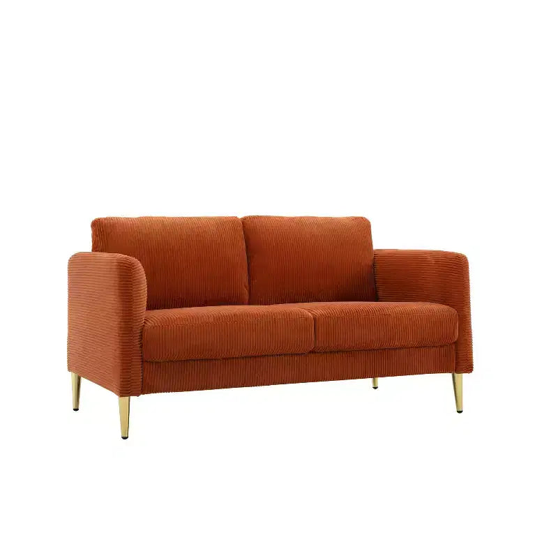 Modern Plush Upholstered Corduroy Loveseat with Solid Wood Frame, Compact Sofa for Living Room and Apartment