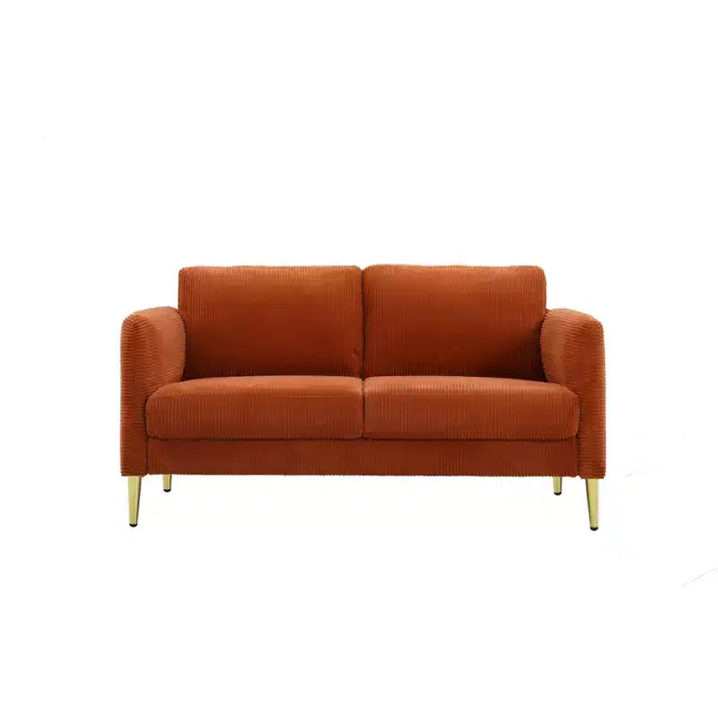 Modern Plush Upholstered Corduroy Loveseat with Solid Wood Frame, Compact Sofa for Living Room and Apartment