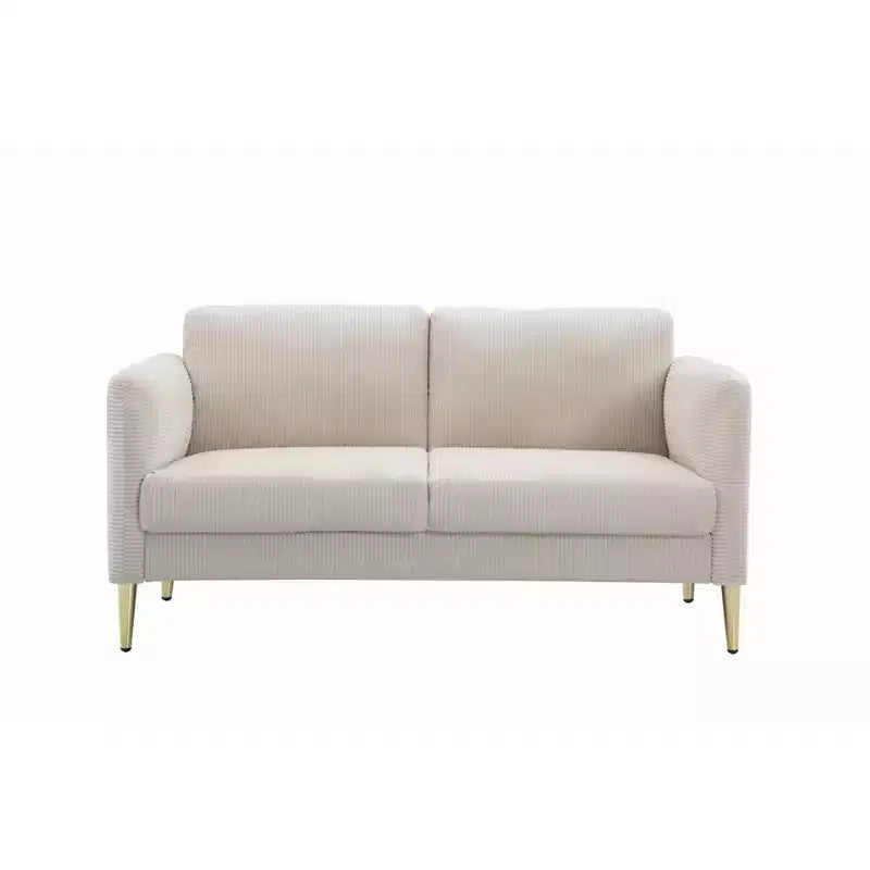 Modern Plush Upholstered Corduroy Loveseat with Solid Wood Frame, Compact Sofa for Living Room and Apartment