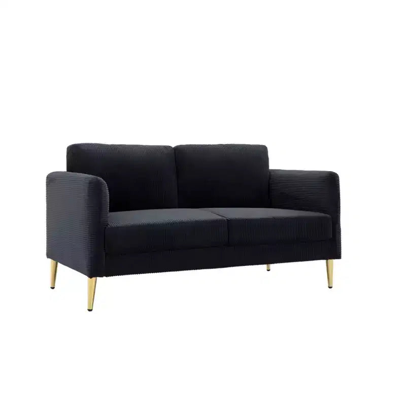 Modern Plush Upholstered Corduroy Loveseat with Solid Wood Frame, Compact Sofa for Living Room and Apartment