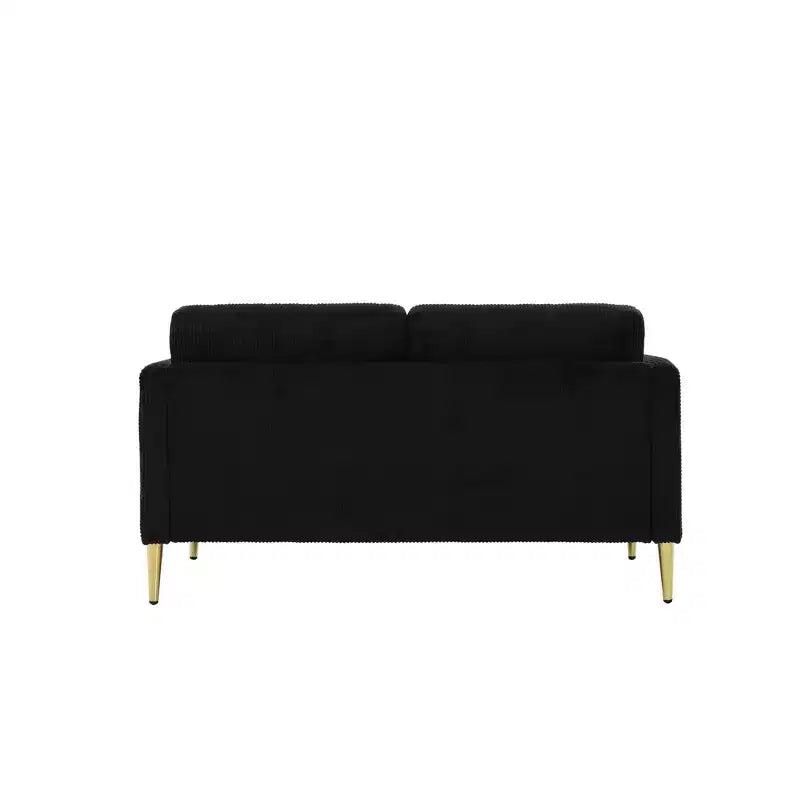 Modern Plush Upholstered Corduroy Loveseat with Solid Wood Frame, Compact Sofa for Living Room and Apartment