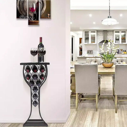 Table console porte-bouteilles de vin en marbre (11 bouteilles)