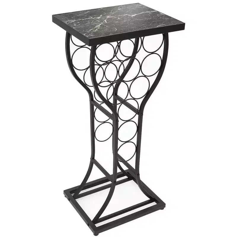 11-Bottle Marble Wine Rack Console Table
