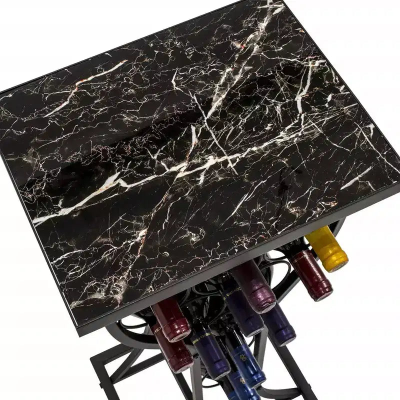 11-Bottle Marble Wine Rack Console Table