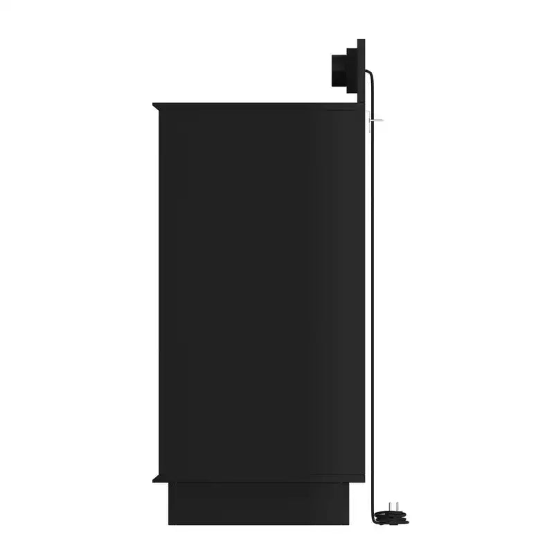 Multifunctional Storage Cabinet Buffet with Sliding Outlets, Black Gloss and Wood Finish