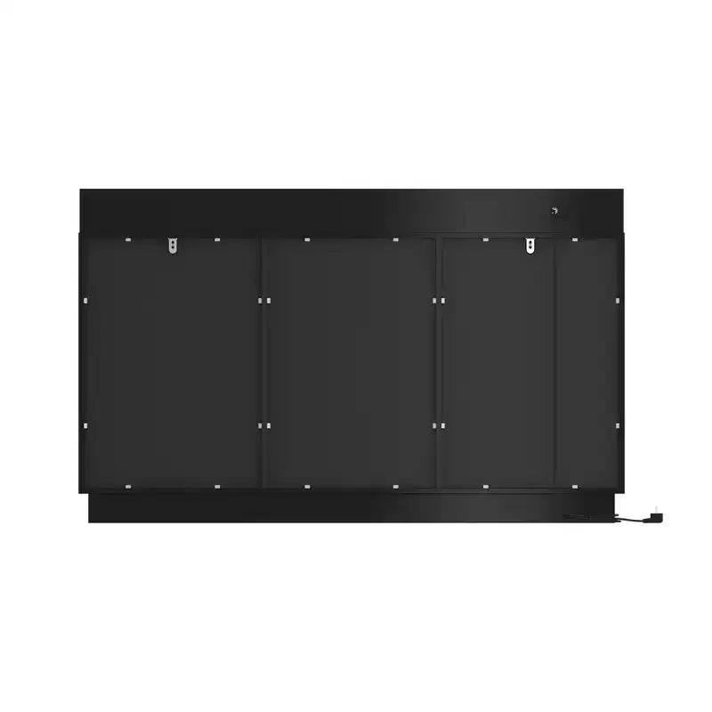 Multifunctional Storage Cabinet Buffet with Sliding Outlets, Black Gloss and Wood Finish