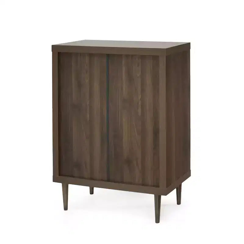 4-Drawer Chest with Tapered Legs and Faux Wood Finish, Mid-Century Modern Style
