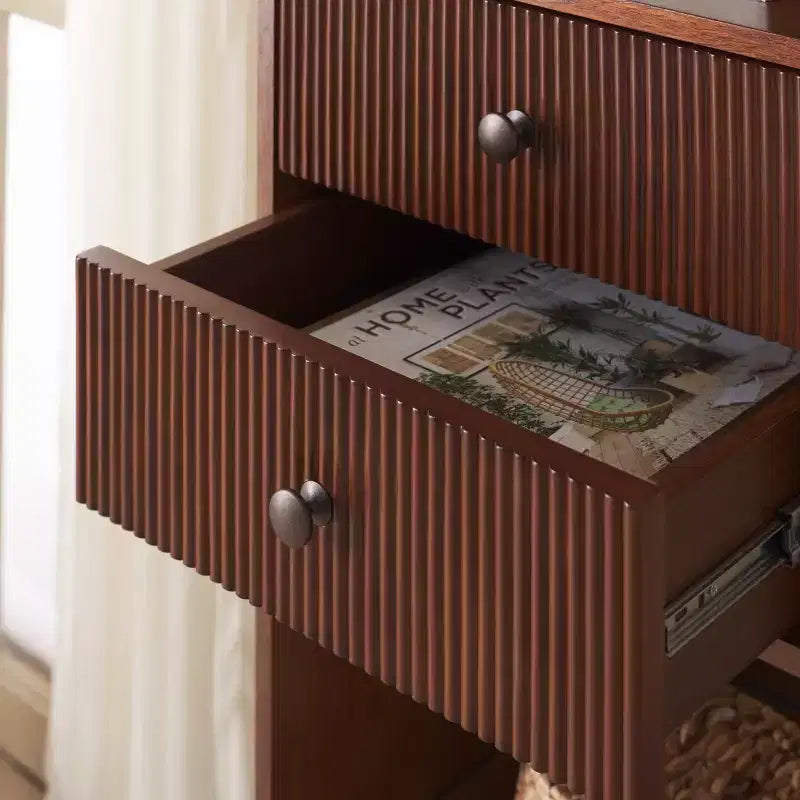 Curio Bookcase & Display Shelf, Walnut, Contemporary Vertical Storage with Drawer & Enclosed Shelves