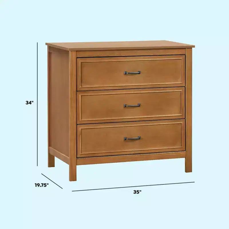 3-Drawer Nursery Dresser, Solid Pine Wood, for Baby & Kids Room
