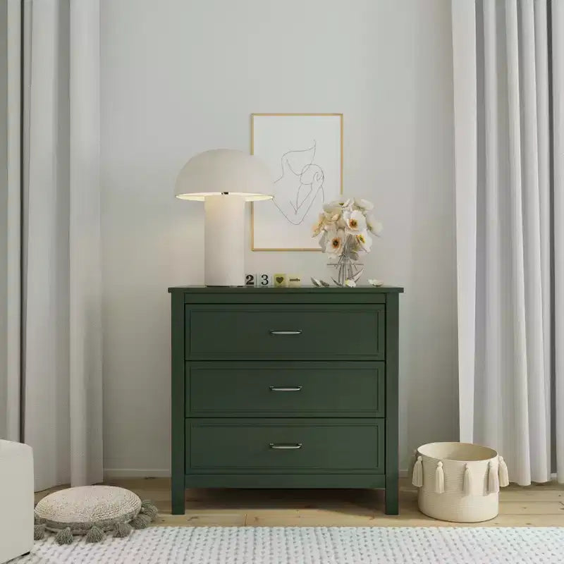 3-Drawer Nursery Dresser, Solid Pine Wood, for Baby & Kids Room