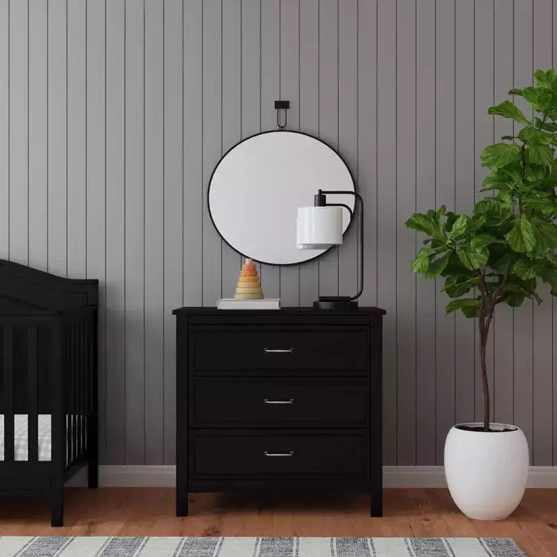 3-Drawer Nursery Dresser, Solid Pine Wood, for Baby & Kids Room