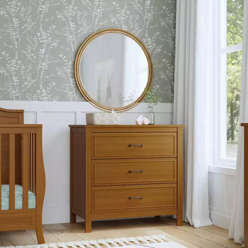 3-Drawer Nursery Dresser, Solid Pine Wood, for Baby & Kids Room