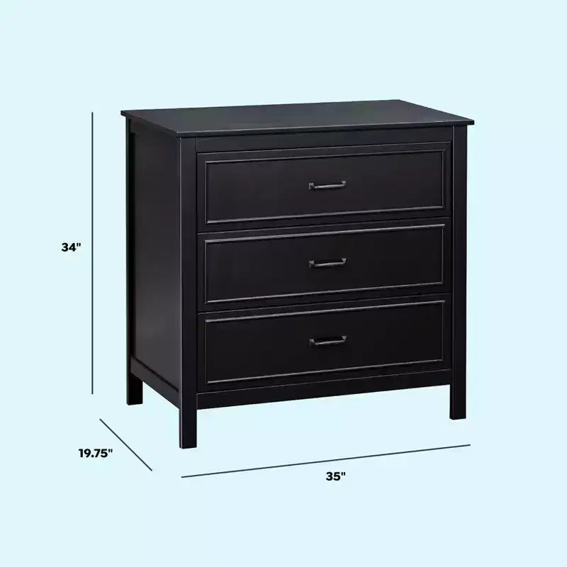 3-Drawer Nursery Dresser, Solid Pine Wood, for Baby & Kids Room