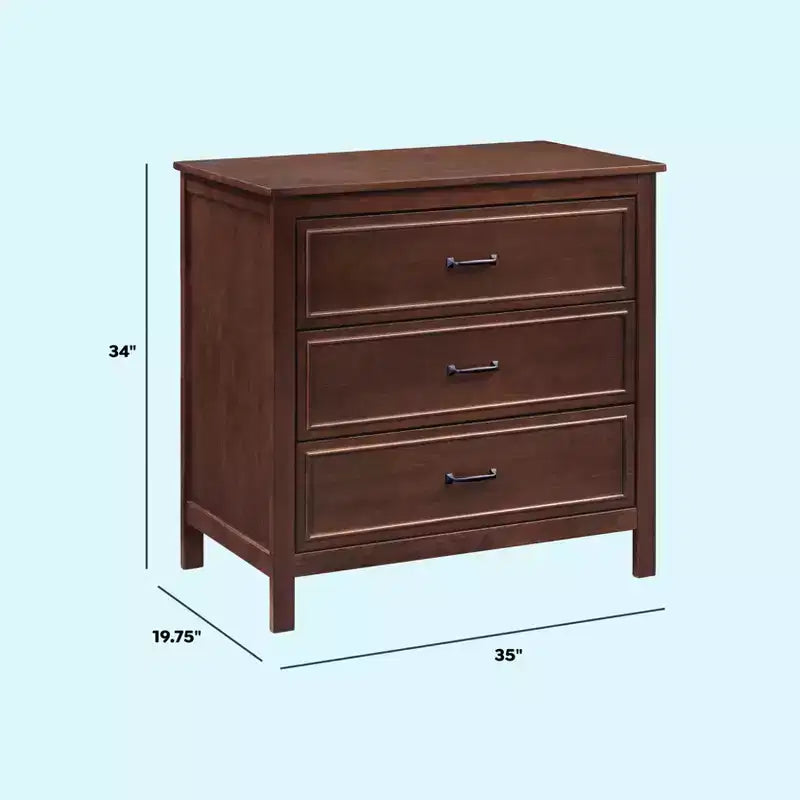 3-Drawer Nursery Dresser, Solid Pine Wood, for Baby & Kids Room