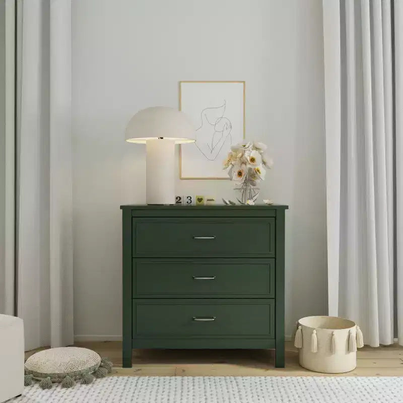 3-Drawer Nursery Dresser, Solid Pine Wood, for Baby & Kids Room