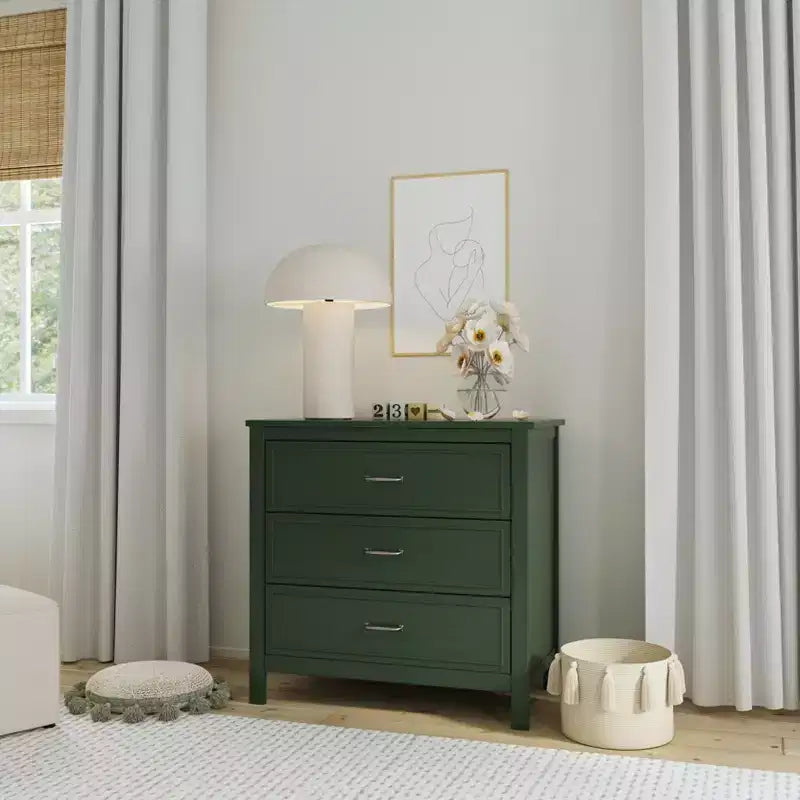 3-Drawer Nursery Dresser, Solid Pine Wood, for Baby & Kids Room