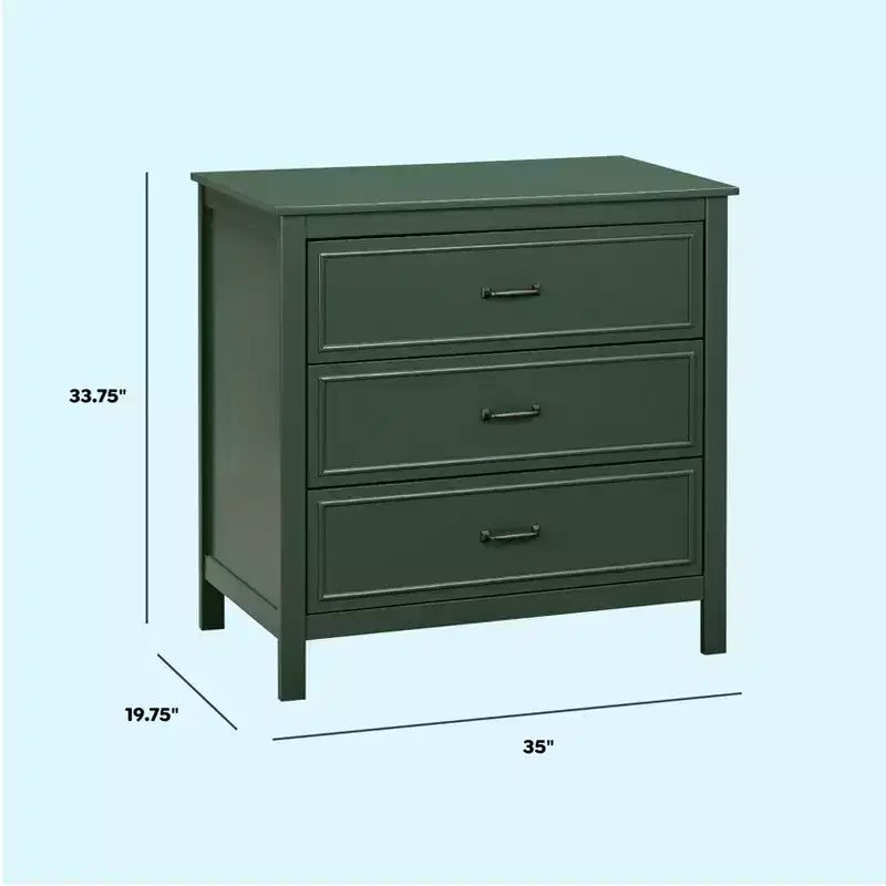 3-Drawer Nursery Dresser, Solid Pine Wood, for Baby & Kids Room