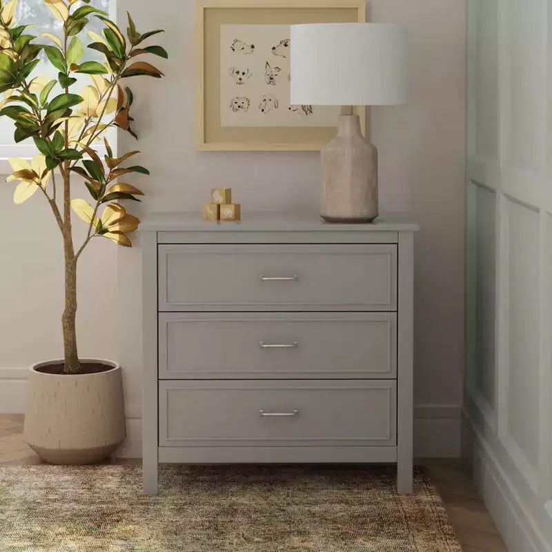 3-Drawer Nursery Dresser, Solid Pine Wood, for Baby & Kids Room