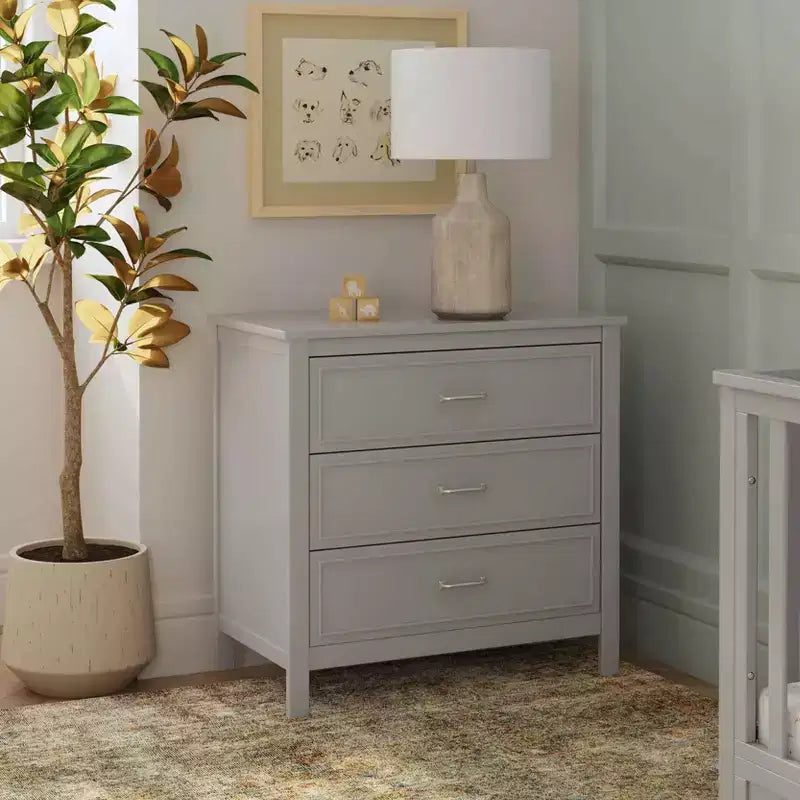 3-Drawer Nursery Dresser, Solid Pine Wood, for Baby & Kids Room