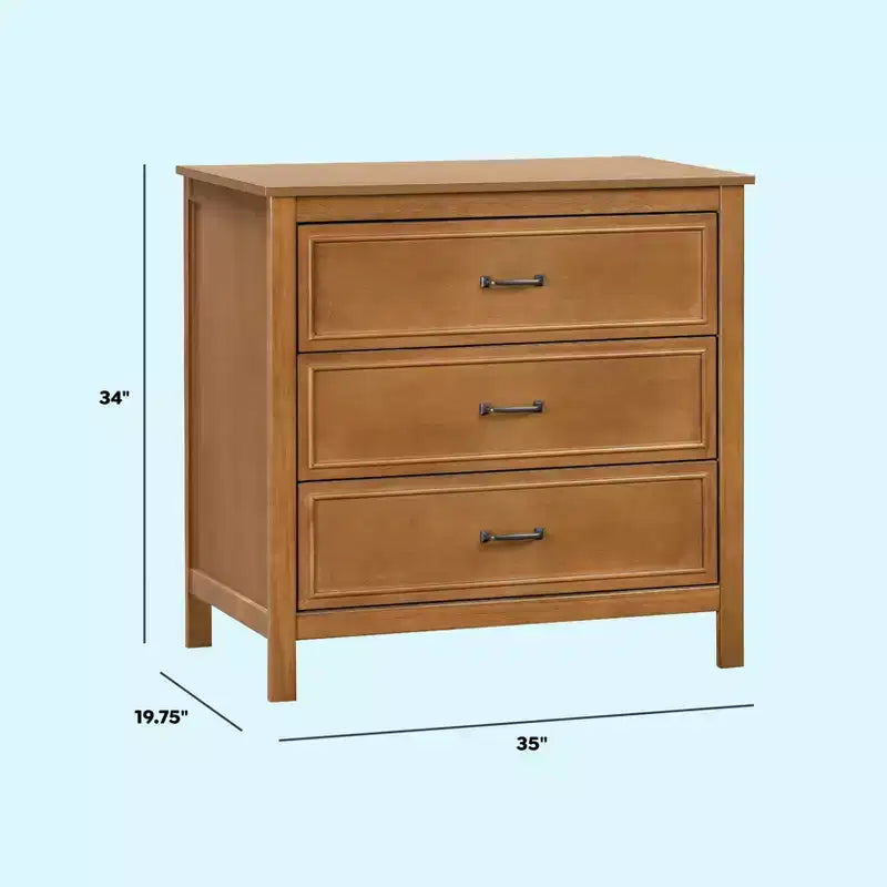 3-Drawer Nursery Dresser, Solid Pine Wood, for Baby & Kids Room
