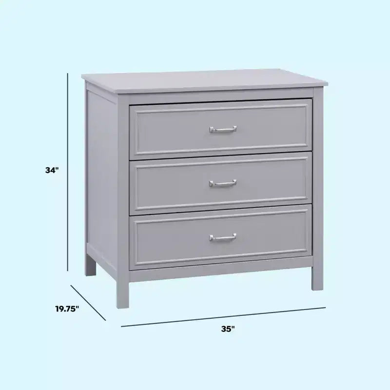 3-Drawer Nursery Dresser, Solid Pine Wood, for Baby & Kids Room